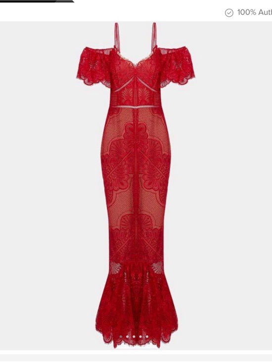 Marchesa Notte Dresses & Skirts - Marchesa Notte Red Lace Cold-Shoulder Dress